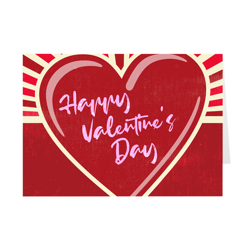 Red Heart Rays - Happy Valentine's Day Greeting Card