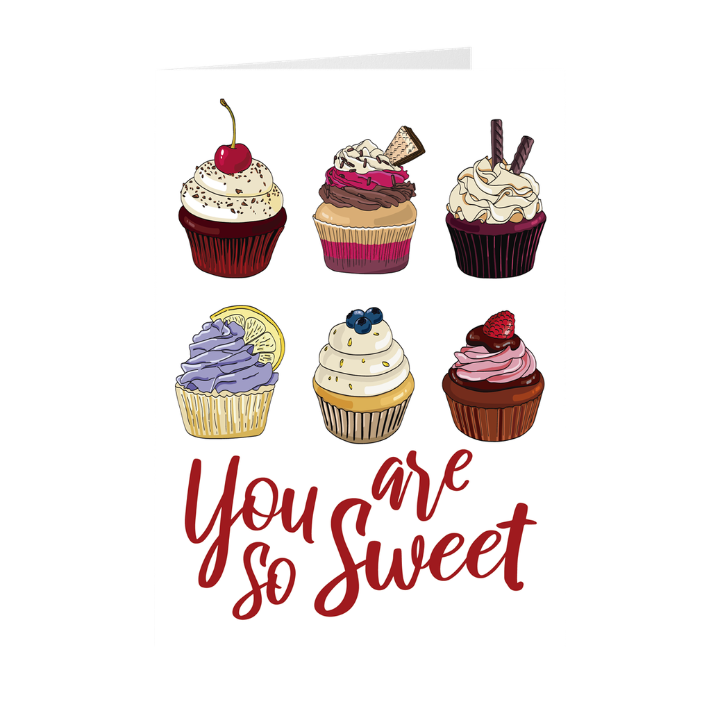 Sweet - You Are So Sweet - Cupcakes Valentine's Day Greeting Card