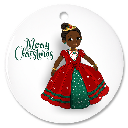 African American Little Princess Porcelain Christmas Ornaments