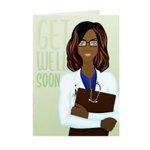 Load image into Gallery viewer, African-American Woman Doctor - Black Stationery Greeting Card