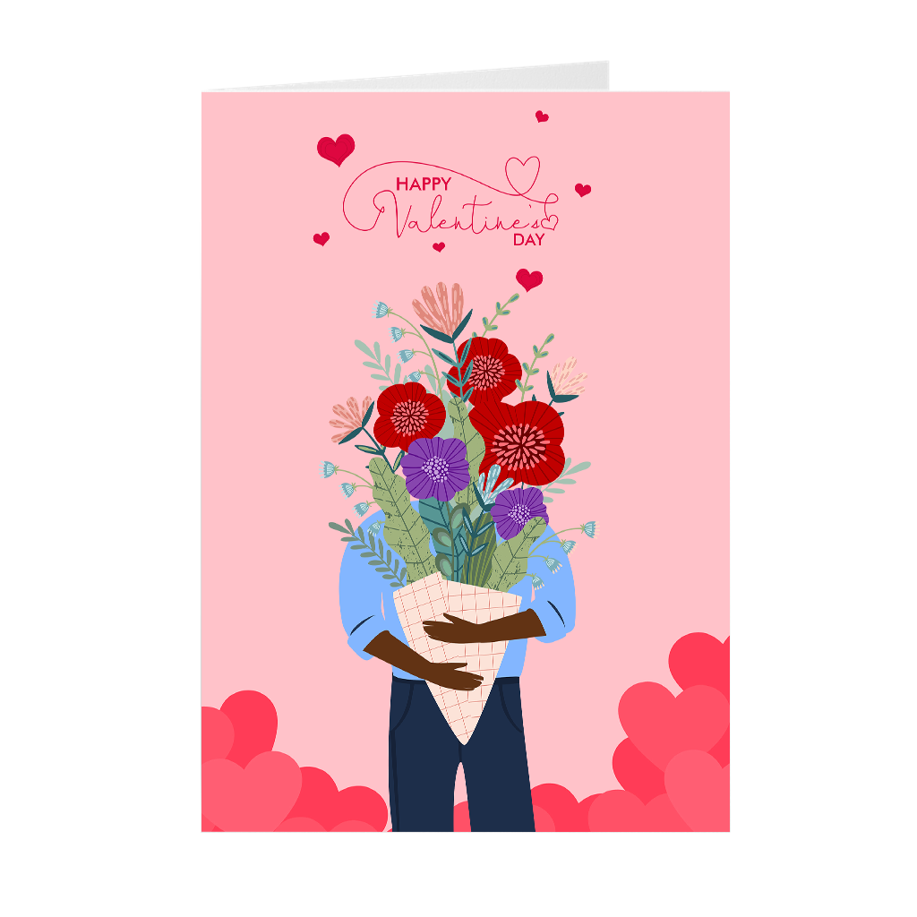 Giving You Flowers - Man Holding Flowers - African American Valentine's Day Cards