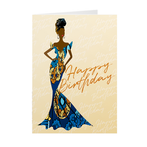 Festive Gown - African American Woman - Black Greeting Card Shop