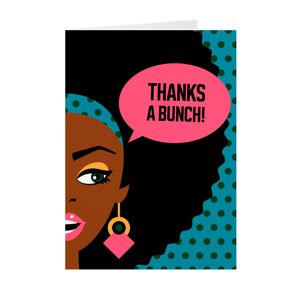Blue & Pink - Afro Pop Art - Black Girl - Thank You Card