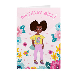 Unicorn Birthday Girl - African American Birthday Cards