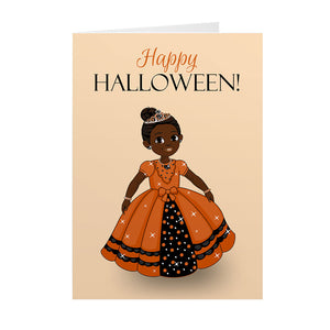 Little Girl in Princess Costume - African American Halloween Cards