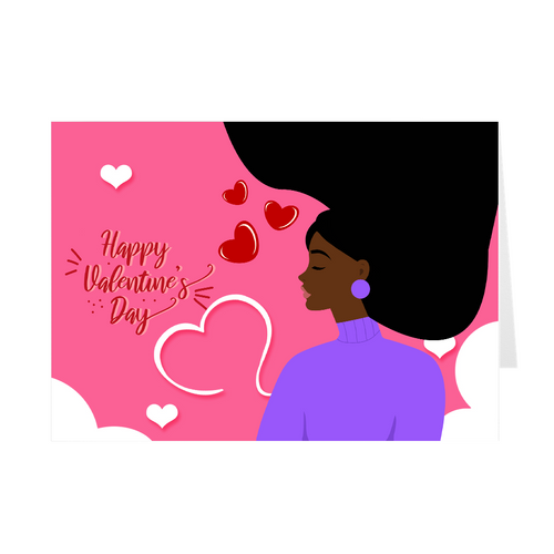 Heart Filled With Love - African American Woman - Black Valentine's Day Cards