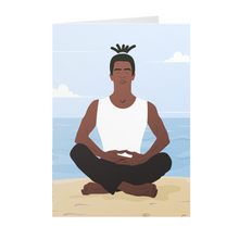 Load image into Gallery viewer, Calm &amp; Focused - African American Yoga Man - Greeting Cards