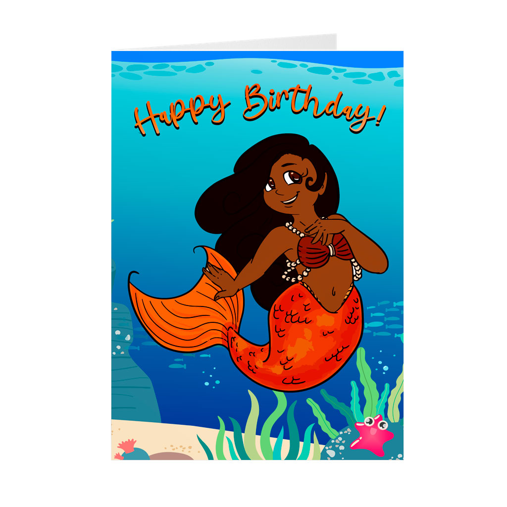 Black Mermaid - African American Birthday Cards
