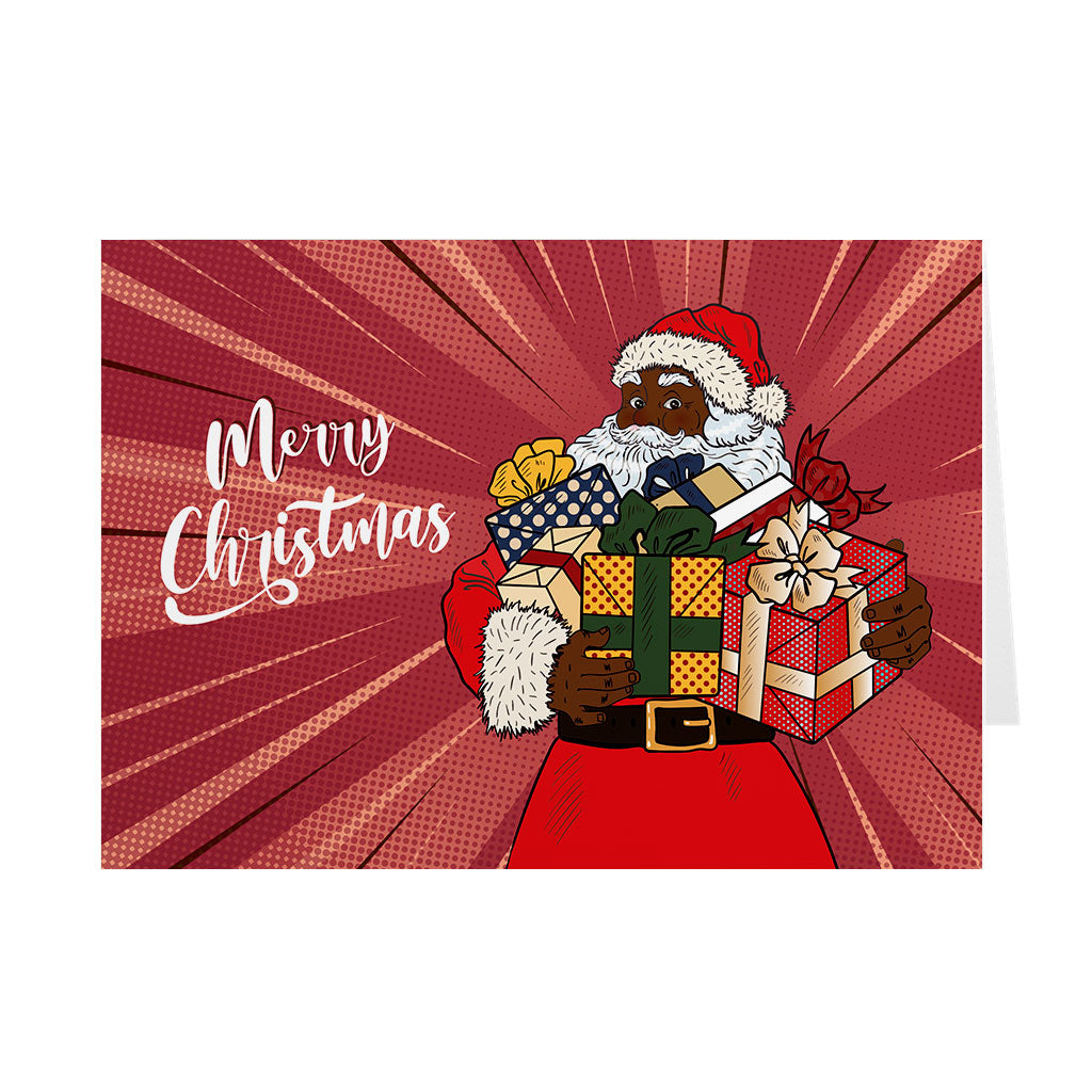 African-American Santa Claus - Handful of Gifts - Black Card Shop