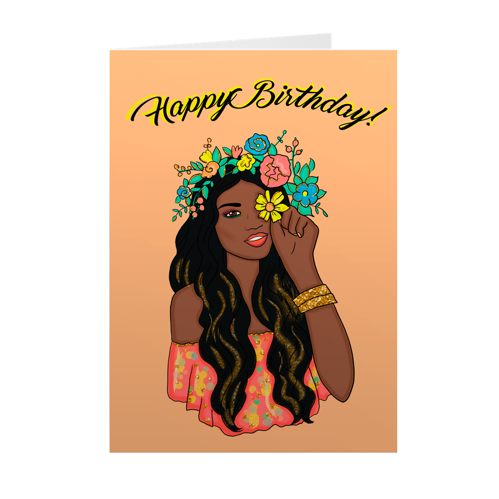 black-is-beautiful-black-woman-flower-crown-black-birthday-cards-black-stationery for Free Printable African American Birthday Cards Black Is Beautiful - Black Woman & Flower Crown - Black Birthday Cards – Black Stationery for Free Printable African American Birthday Cards