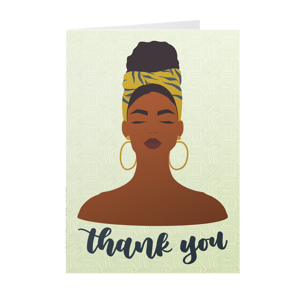 Gratitude Flow - African American Woman - Black Thank You Cards