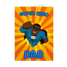 Load image into Gallery viewer, Super Hero DAD - Smiling &amp; Flying High - African American Father&#39;s Day Cards