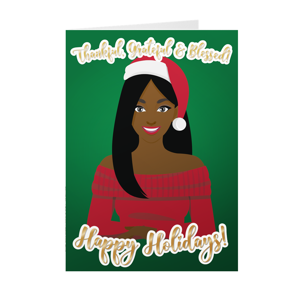 Thankful, Grateful & Blessed - African American Christmas Cards