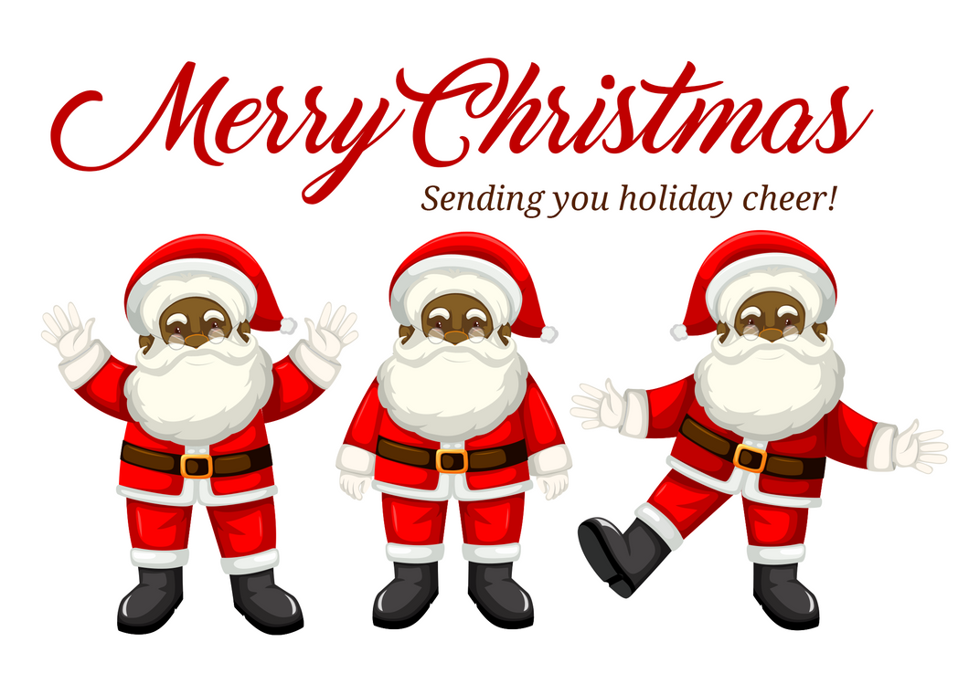 Sending Holiday Cheer - African American Santa Claus Christmas Greeting Card