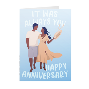 African American Couple (Blue) - It Was Always You - Anniversary Card Shop