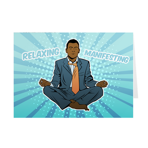 Relaxing & Manifesting - African American Man Yoga - Inspirational Greeting Cards