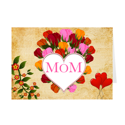 Heart & Roses - MOM - Happy Mother's Day Greeting Card