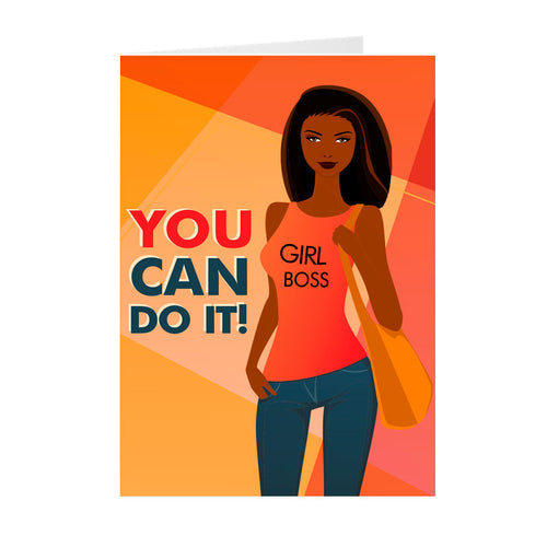 Jeans & Tee - You Can Do It - Black Stationery Black Girl Boss Greeting Card