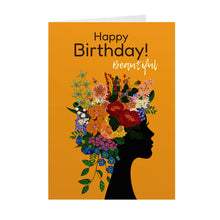 Load image into Gallery viewer, Flowers In Her Hair - Woman Silhouette - African American Birthday Card Shop