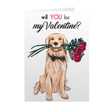 Load image into Gallery viewer, Dog &amp; Roses - Be My Valentine&#39;s Greeting Card