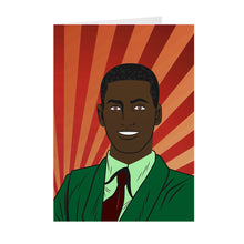 Load image into Gallery viewer, African-American Man - Pop Art Smiling - Black Stationery Cards