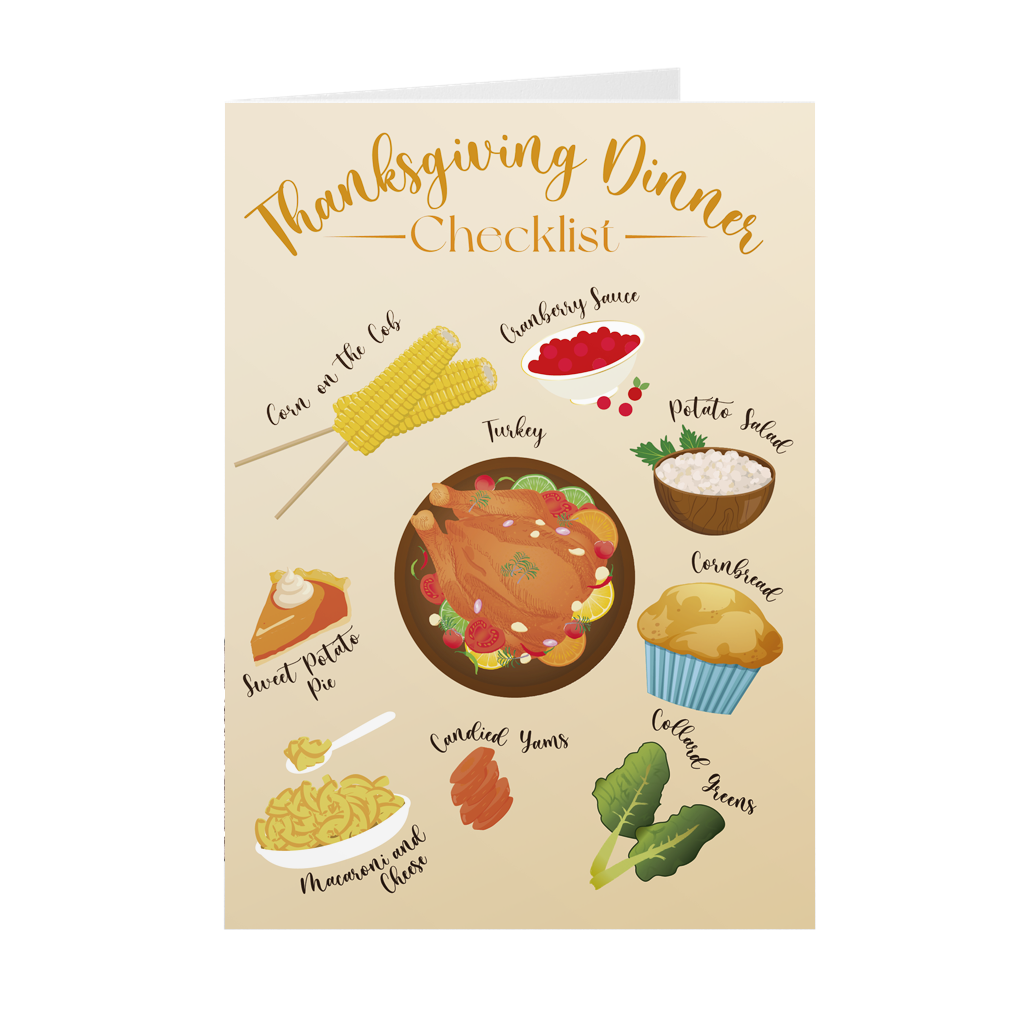 Soul Food Thanksgiving - Collard Greens & Candied Yams - Black Stationery Greeting Card