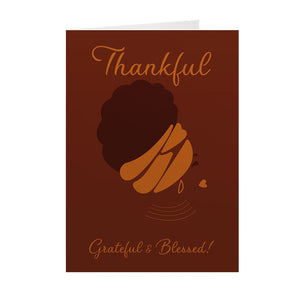 African-American Woman Profile - Thankful, Grateful & Blessed - Black Card Shop