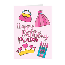 Load image into Gallery viewer, Magical Princess Birthday - Black Stationery Kids Birthday Cards