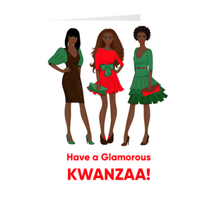 All Dressed Up Glamour Girls - Kwanzaa Greeting Cards