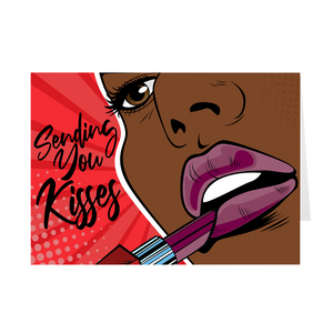 Purple Lipstick - Sending You Kisses Pop Art - African American Valentine's Day Cards