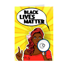 Load image into Gallery viewer, Speak Out African American Woman - Black Lives Matter Megaphone Greeting Card