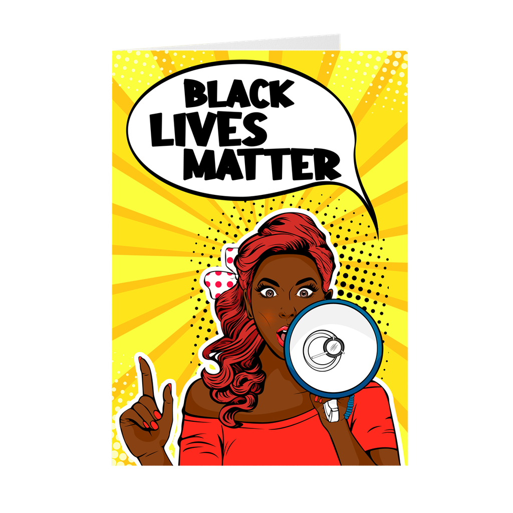 Speak Out African American Woman - Black Lives Matter Megaphone Greeting Card