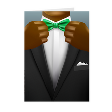 Load image into Gallery viewer, Suit &amp; Green Bow Tie – African American Man Greeting Card