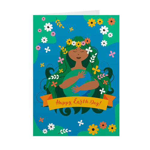 Floral World Love - African American Girl - Happy Earth Day Greeting Card