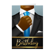Load image into Gallery viewer, Suit &amp; Blue Tie TL – African American Man – Birthday Card