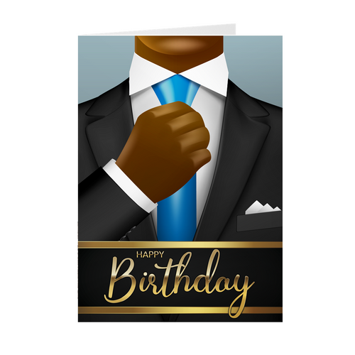 Suit & Blue Tie TL – African American Man – Birthday Card