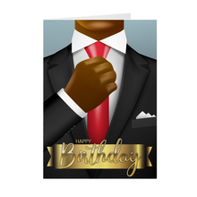 Load image into Gallery viewer, Suit &amp; Red Tie GB – African American Man – Birthday Card