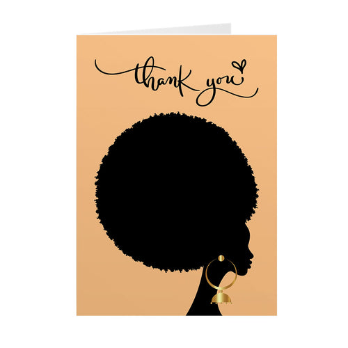 Tan - Afro Woman Vibe - Black Woman - Thank You Greeting Cards