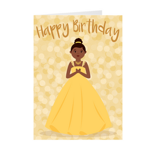 Gold - Little Princess - African American Birthday Cards