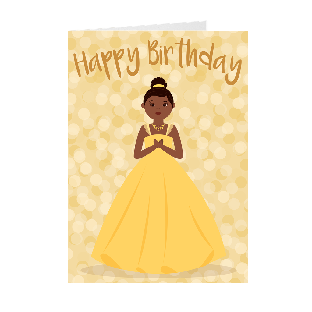 Gold - Little Princess - African American Birthday Cards
