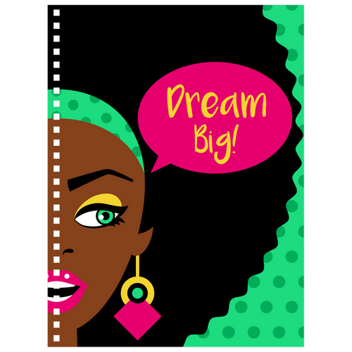 Afro Pop Art - Dream Big - African American Girl Spiral Notebook