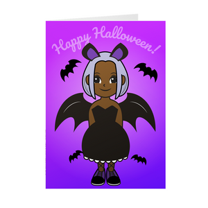 Smiling Bat Girl - Happy Halloween Greeting Cards