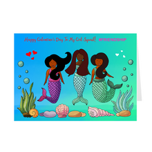 Load image into Gallery viewer, Black Mermaid Squad - Friendship - Black Stationery Galentine&#39;s Day Cards