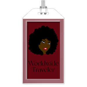 Worldwide - African American Traveler - 2 Red Black Stationery Luggage Tags
