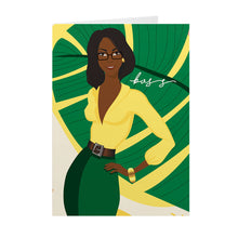 Load image into Gallery viewer, Green &amp; Yellow - African American Boss - Black Greeting Card Shop