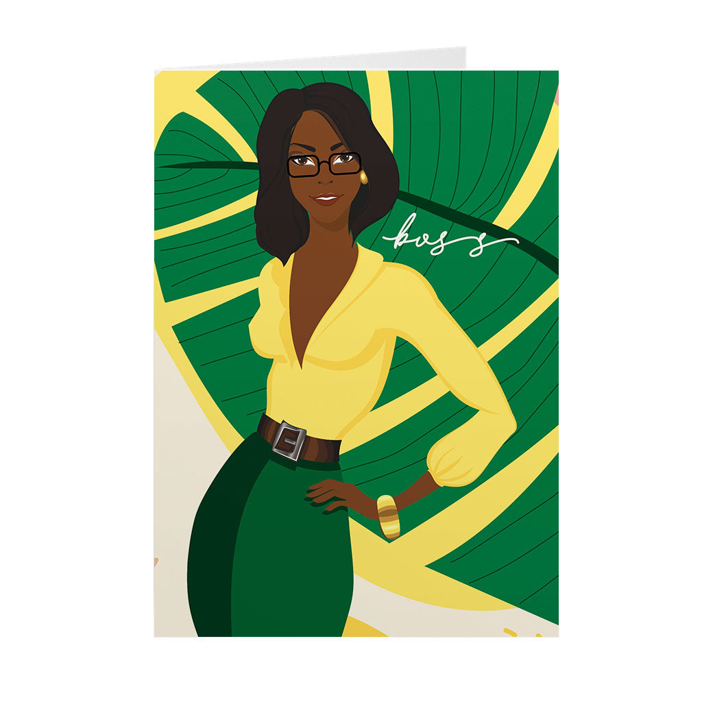 Green & Yellow - African American Boss - Black Greeting Card Shop