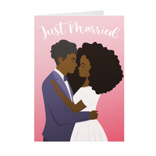 Load image into Gallery viewer, Just Married - African American Man &amp; Wife - Black Greeting Cards