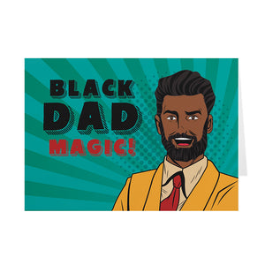 Red - Black Dad Magic - Pop Art Suit & Tie - African American Father's Day Card