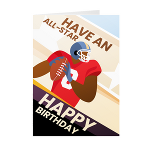 All Star Football Player – African American Birthday Card