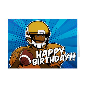 Blue & Gold - African American Football Player - Birthday Card
